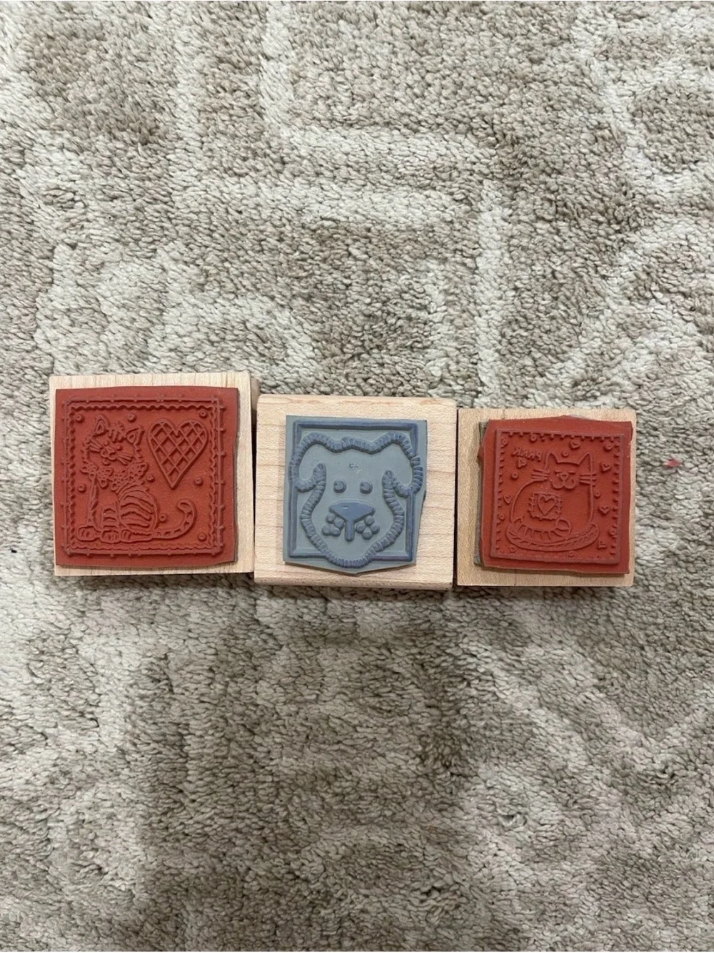 Wooden Small Pet Stamp Trio - Natural Wood Color